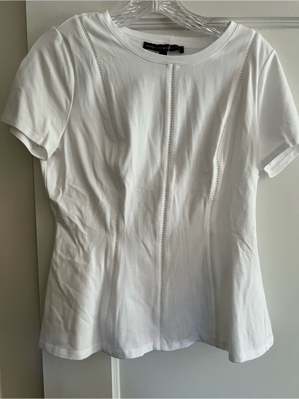 WHITE HOUSE BLACK MARKET short sleeve bodice tee white -S-NWT!